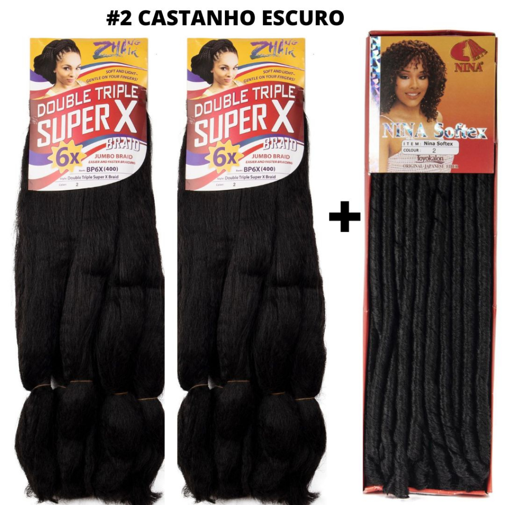 Kit Cabelo Jumbo Super Hiper X Nina Softex E Aneis Tran As Cachos