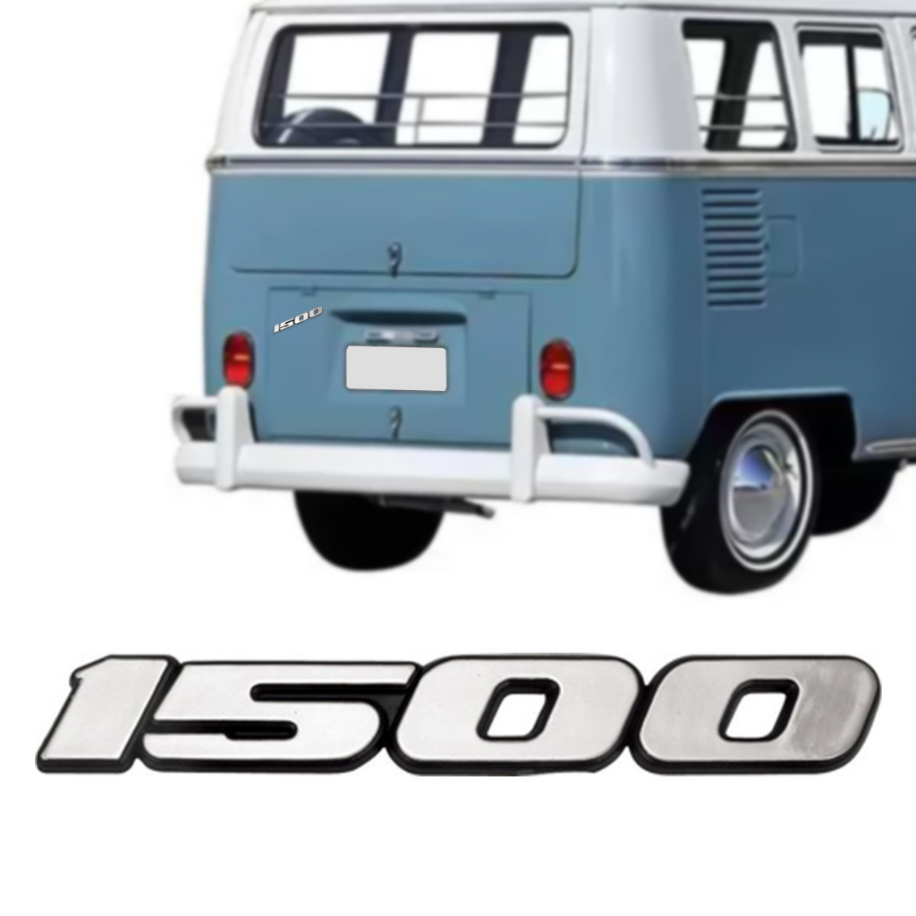 Emblema Vw Fusca Brasilia Kombi Todos Modelo Cinza Fundo Preto