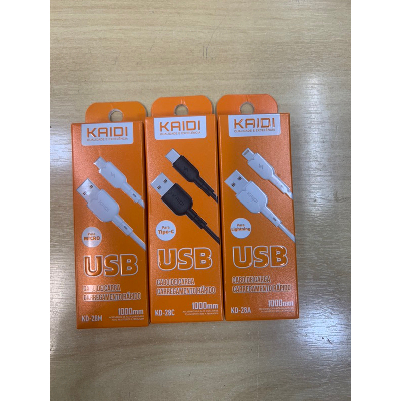 Cabo Original Kaidi Micro USB V8 Tipo C IPhone KD 28M 28C 28A Shopee