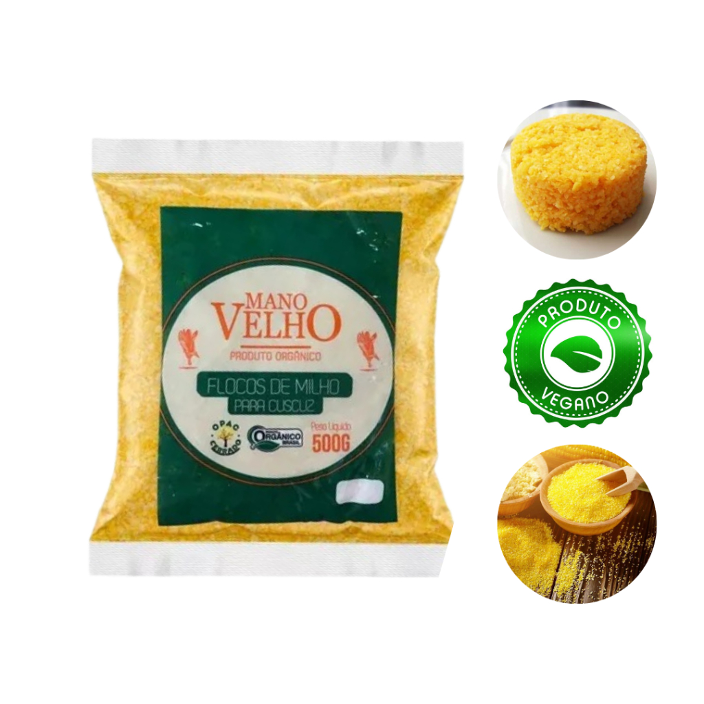 Flóco de Milho orgânico para Cuscuz Mano velho 500G Shopee Brasil