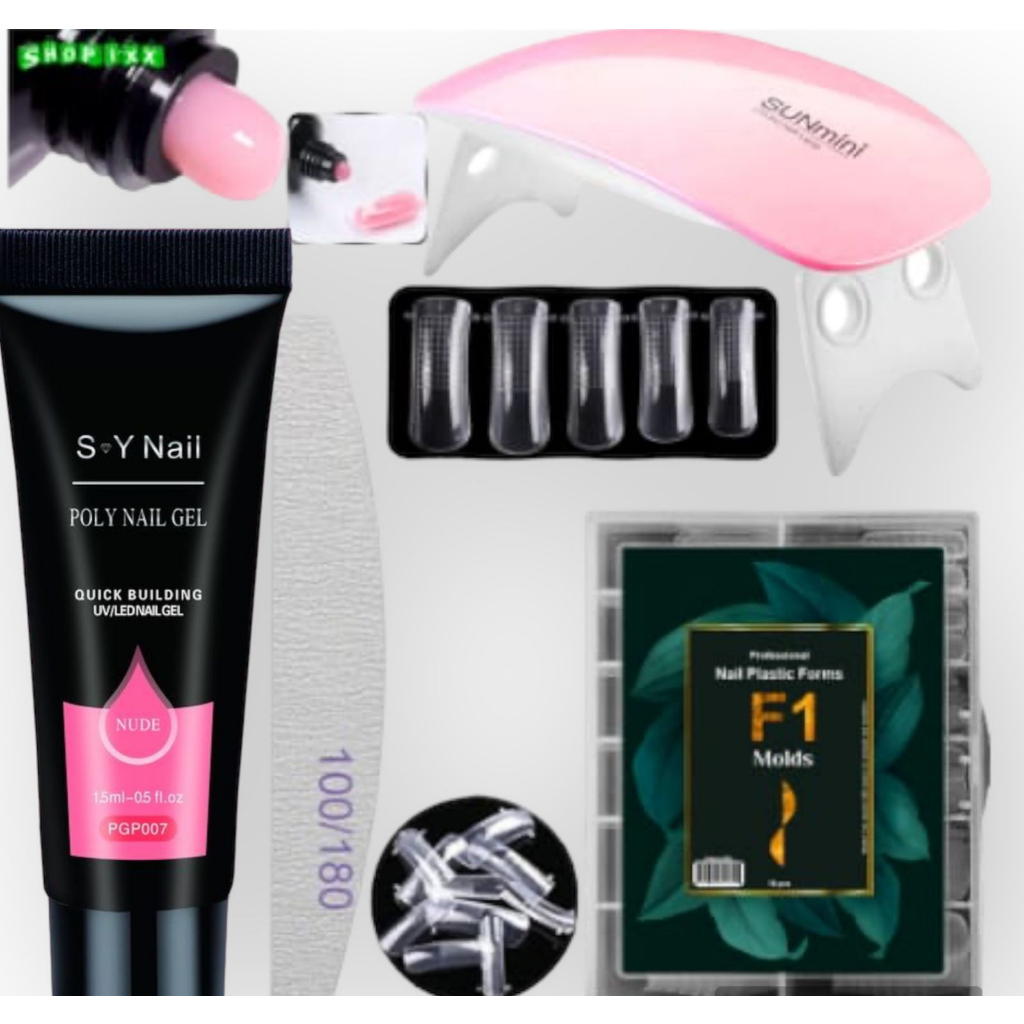 Kit Alongamento Poligel Polygel Molde F1 Lixa Cabine Sun Mini