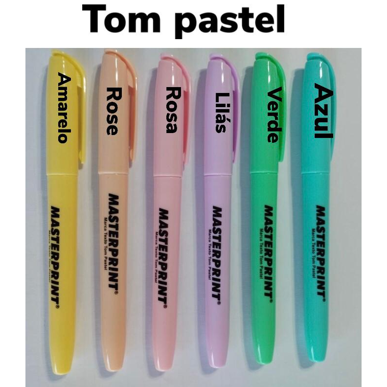 Kit 6 Canetas Marca Texto Tom Pastel Masterprint Shopee Brasil