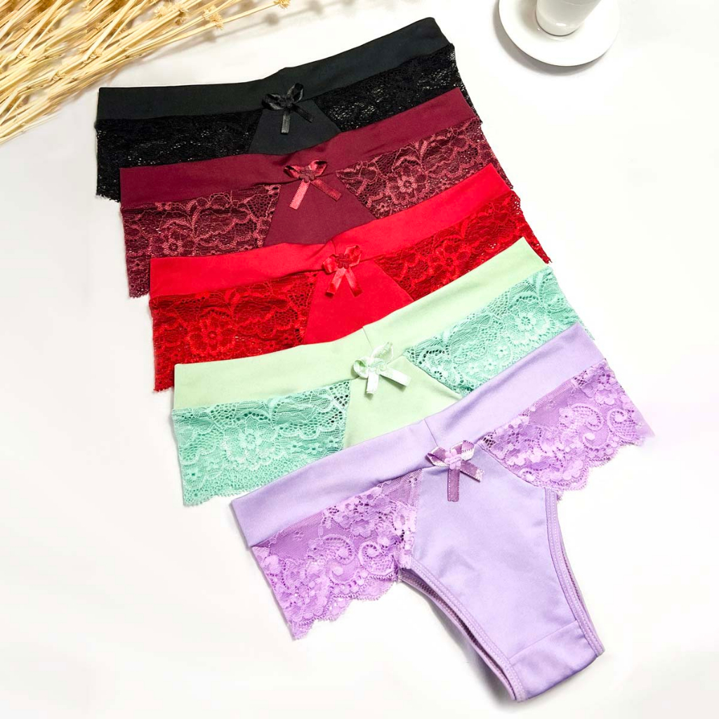 Kit Calcinhas Microfibra Detalhe Renda E Lacinho Lingerie Sensual