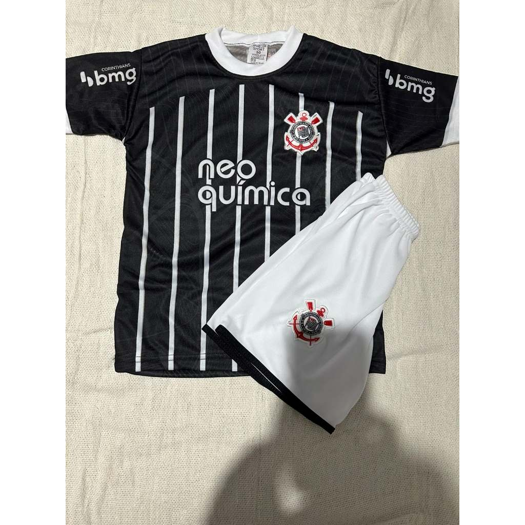 Kit 2 Conjunto Infantil Time De Futebol Camisa E Shorts Corinthians