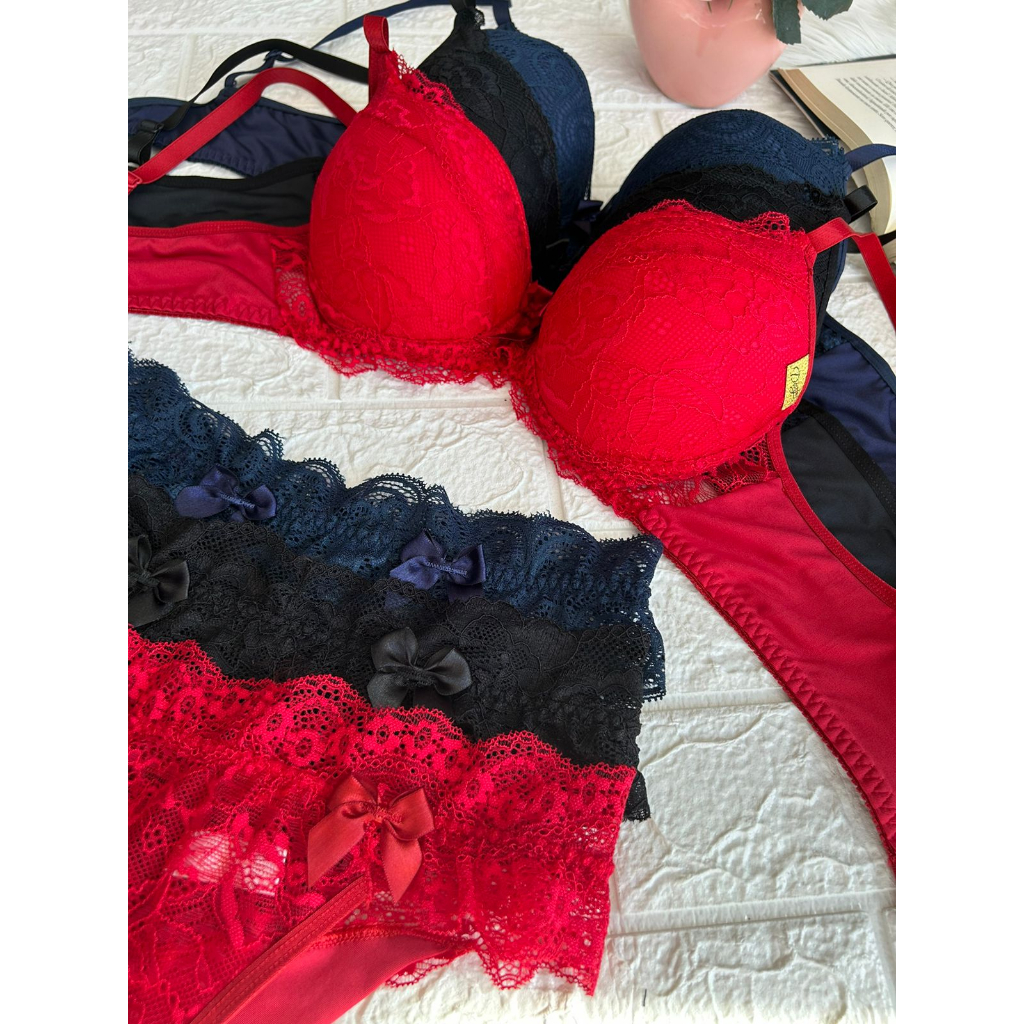 KIT 3 CONJUNTOS LINGERIE FEMININO SENSUAL BOJO RENDADO LUXO SUTIÃ