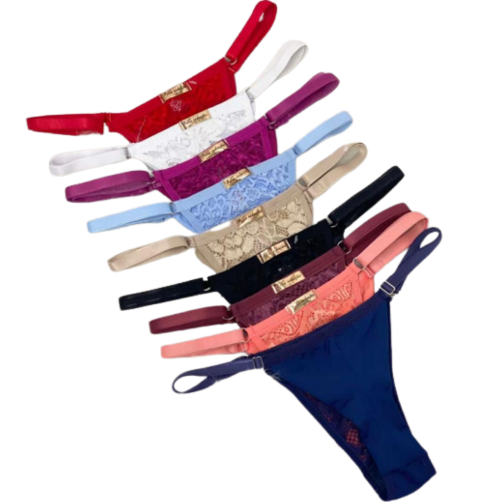 Kit Calcinha Renda E Regulagem Na Lateral Lingerie Calcinha