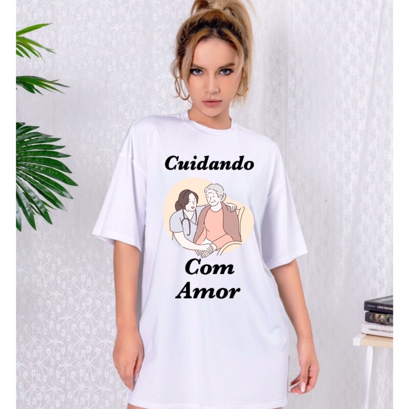 Camiseta Unissex Cuidador De Idoso Cuidando Amor Cuidando