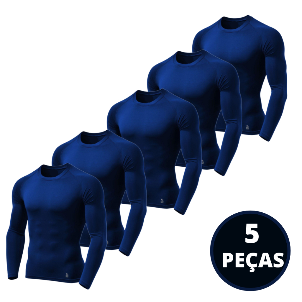 Kit 05 Camisetas Proteção Solar UV Blusa Malha Fria Segunda Pele Camisa