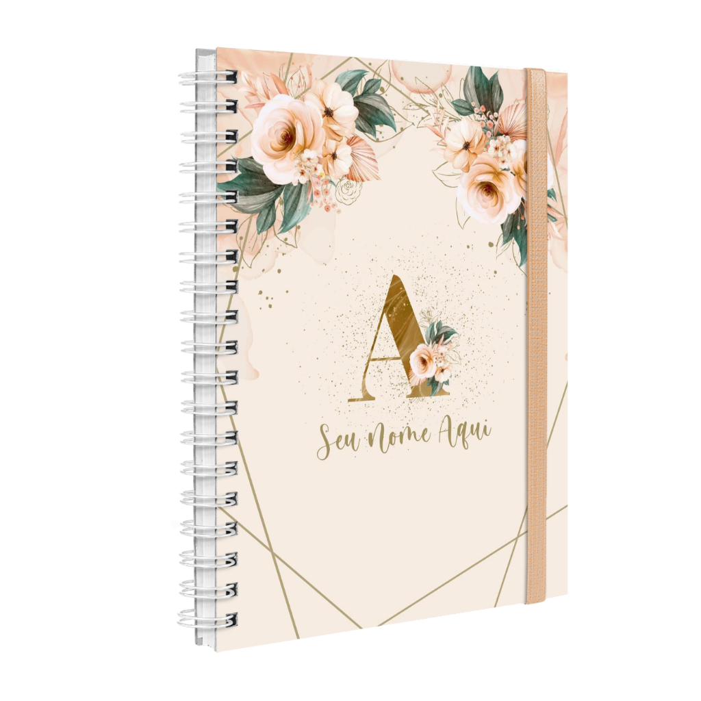 Agenda Plus 2024 Planner Semanal Personalizada Monograma Floral Nude E