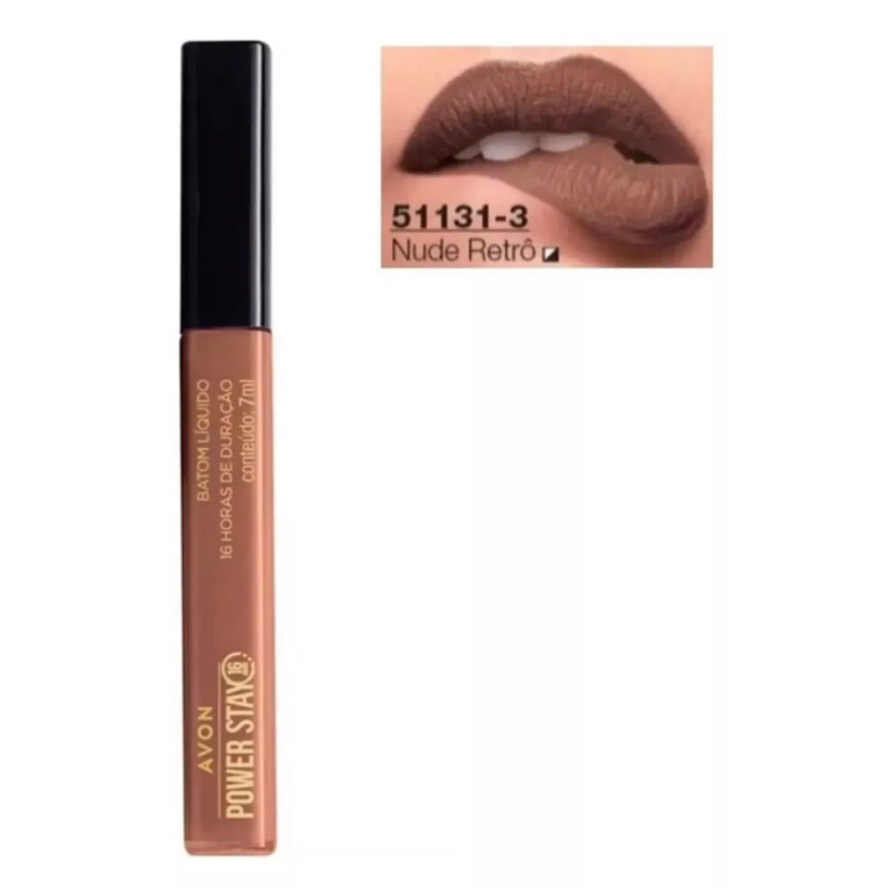 Batom Liquido Nude Retro Power Stay BBB Avon 16 Horas De