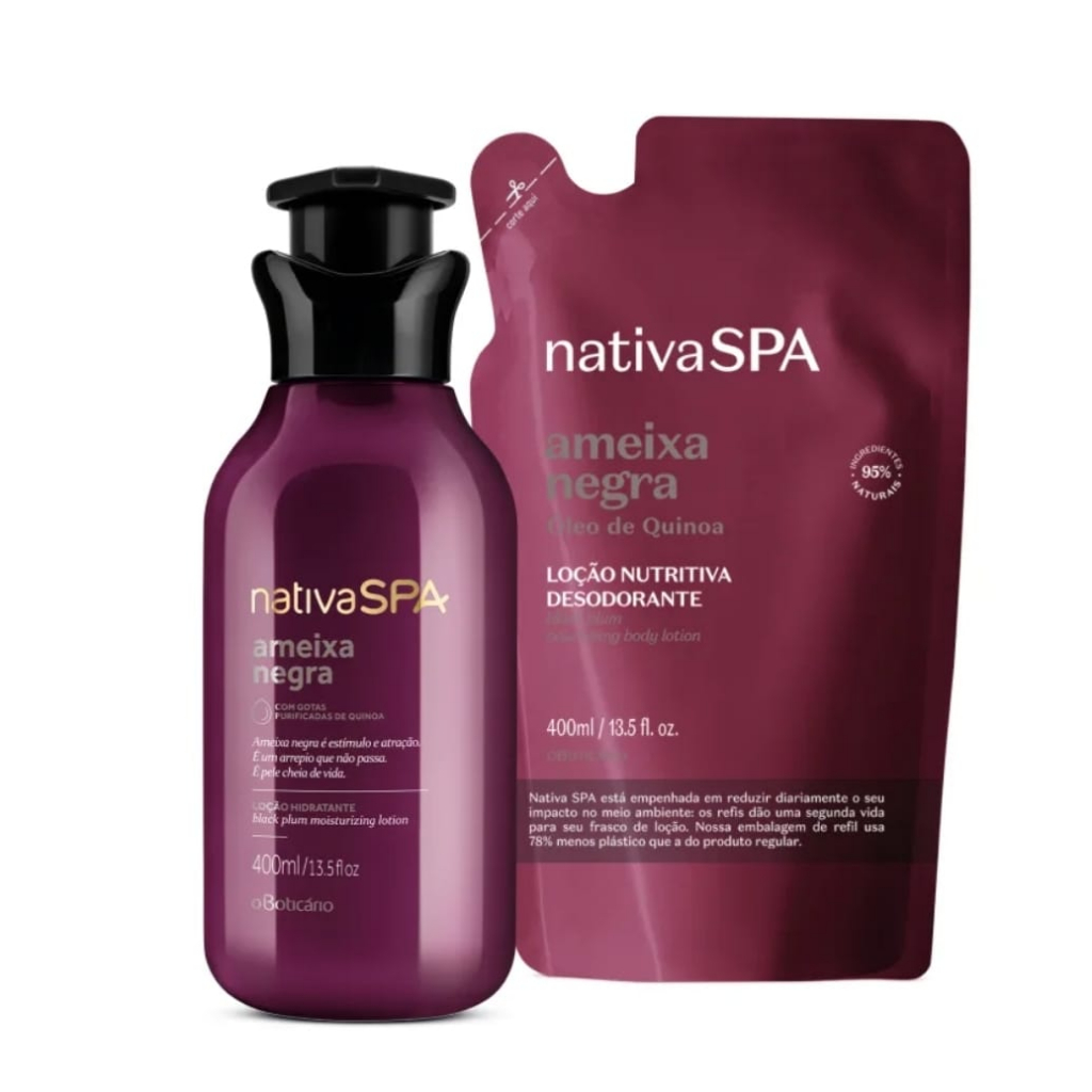 Combo Nativa Spa Ameixa Negra Loção Corporal 400ml Refil 400ml