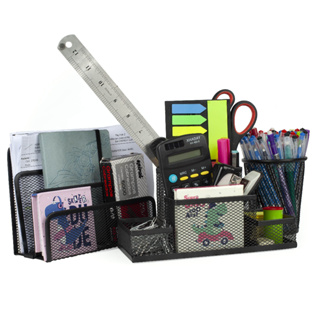 Kit 3 Organizador Porta Caneta Caderno Treco De Mesa Redondo Quadrado 4