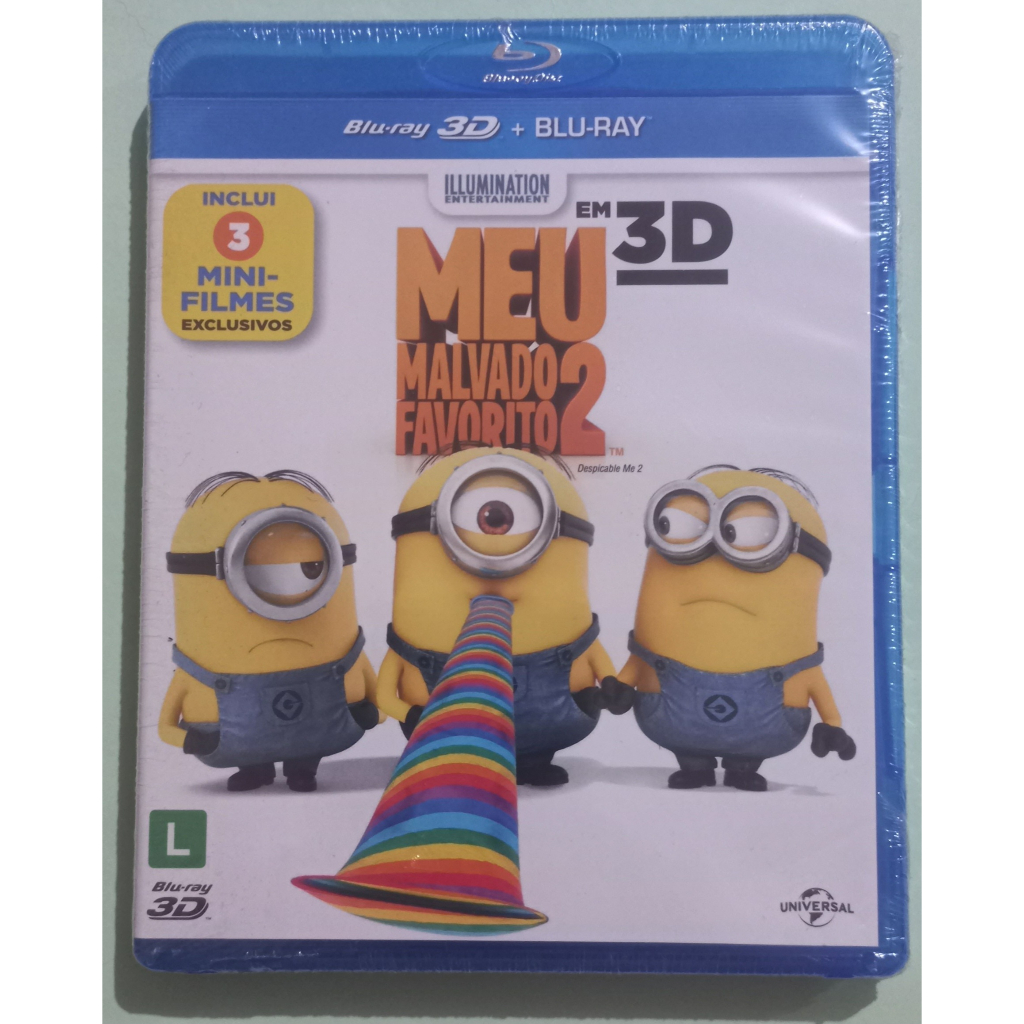 Blu Ray 3D Meu Malvado Favorito 2 LACRADO Inclui 3 Mini Filmes