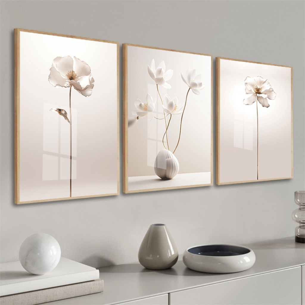 Quadro Decorativo Flores Minimalista Nude Moldura E Vidro Sala Quarto