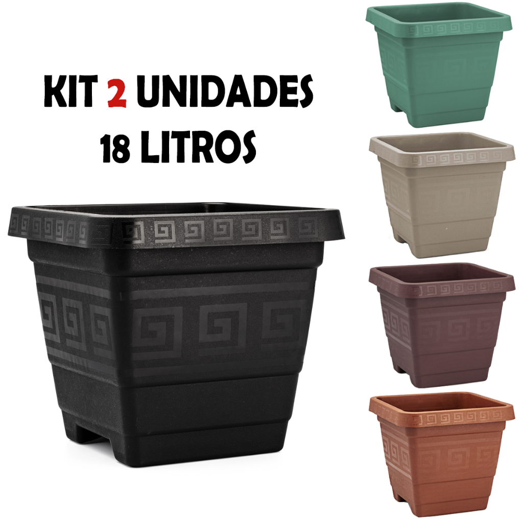 Kit Vasos Quadrado Grande L Resistente Horta Jardim Plantas Ervas