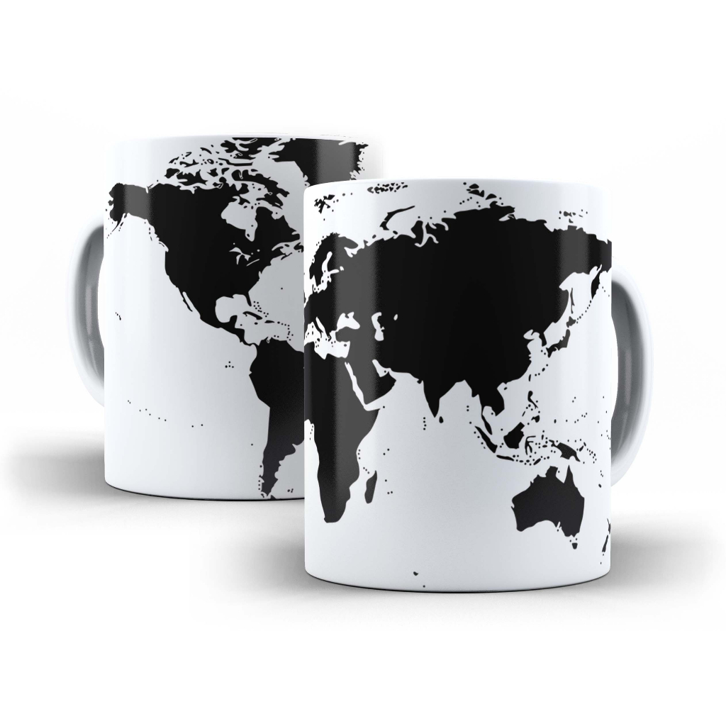 Caneca Porcelana Mapa Mundo Mundi Geografia Ml Presente