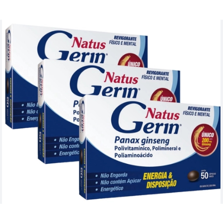 Kit 3 Caixas Natus Gerin C 50 Cada Revigorante Fisico E Mental