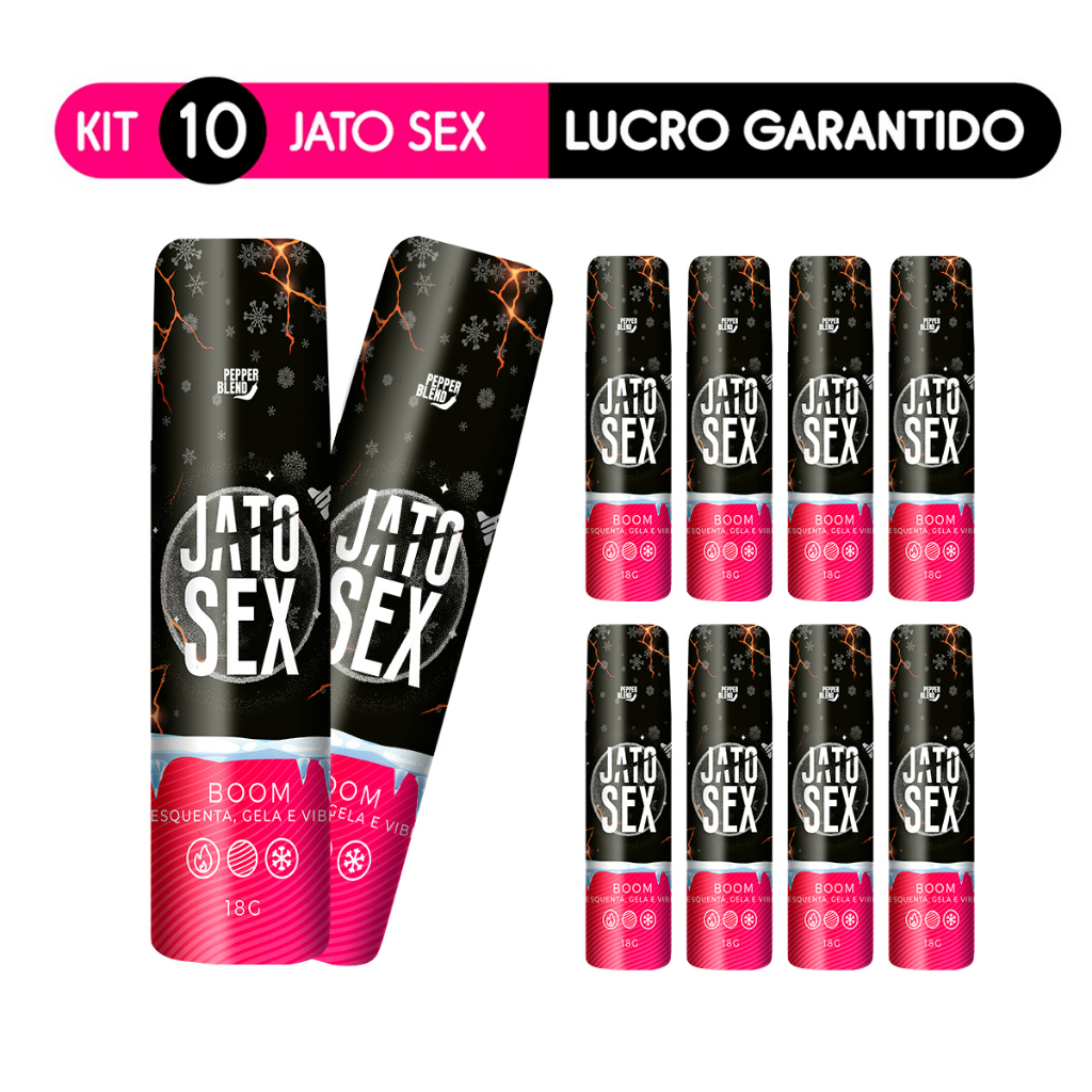 Kit 10 Gel Excitante Comestível Jato Sex Boom Esquenta Esfria e Vibra