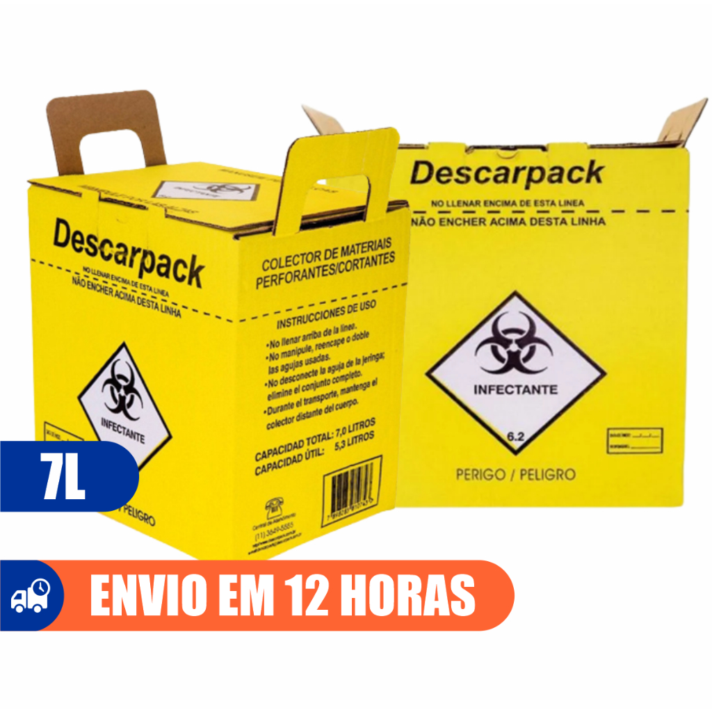 Caixa Coletora 7 Litros Material Perfurocortante Descarpack Shopee Brasil