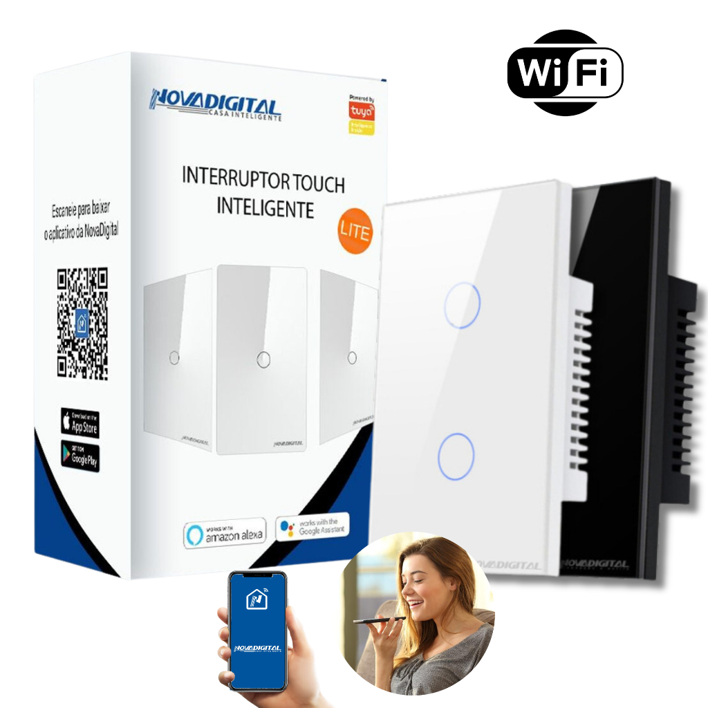 Interruptor WIFI Lite Inteligente 2 Botões Smart Touch Alexa Original