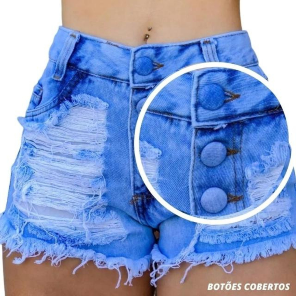 Shorts Jeans Femininos Detonados Cintura Alta Destroyed Hot Pants