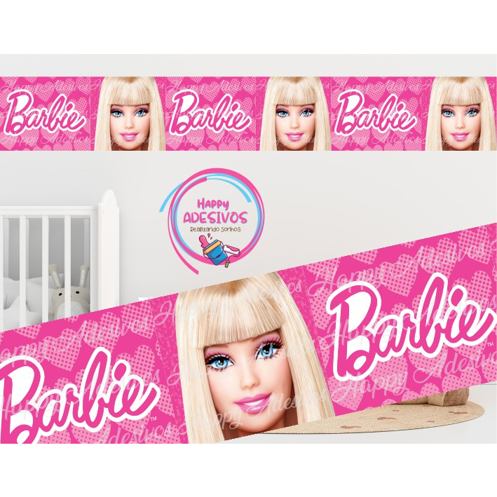 Adesivo De Parede Faixa Decorativa Barbie Filme Rosa Quarto Infantil