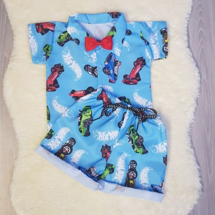 Roupa Hot wheels menino Conjunto Infantil festa aniversário Shopee Brasil