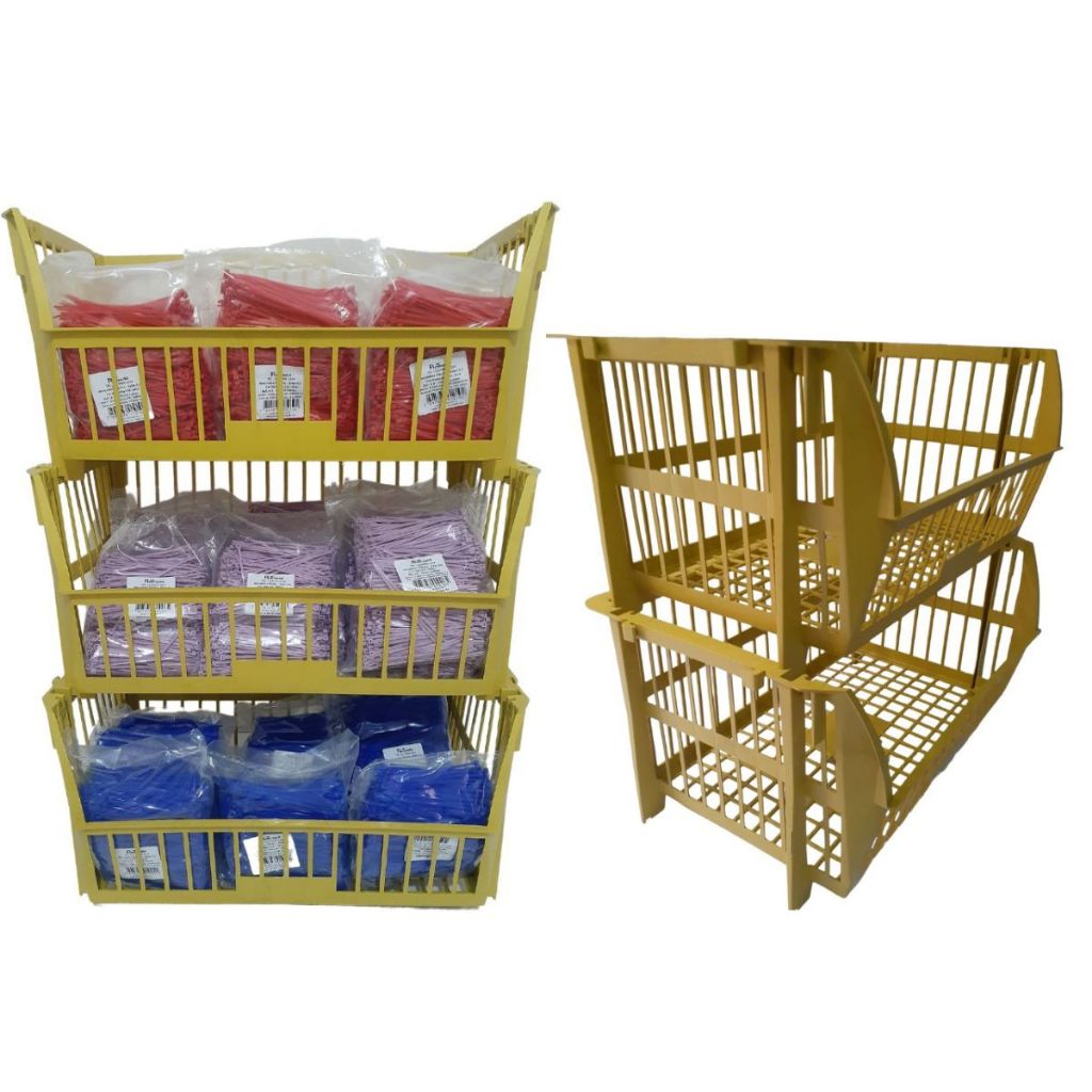 Kit Cesto Expositor Plastico Empilhavel Encaixavel Cor Amarelo