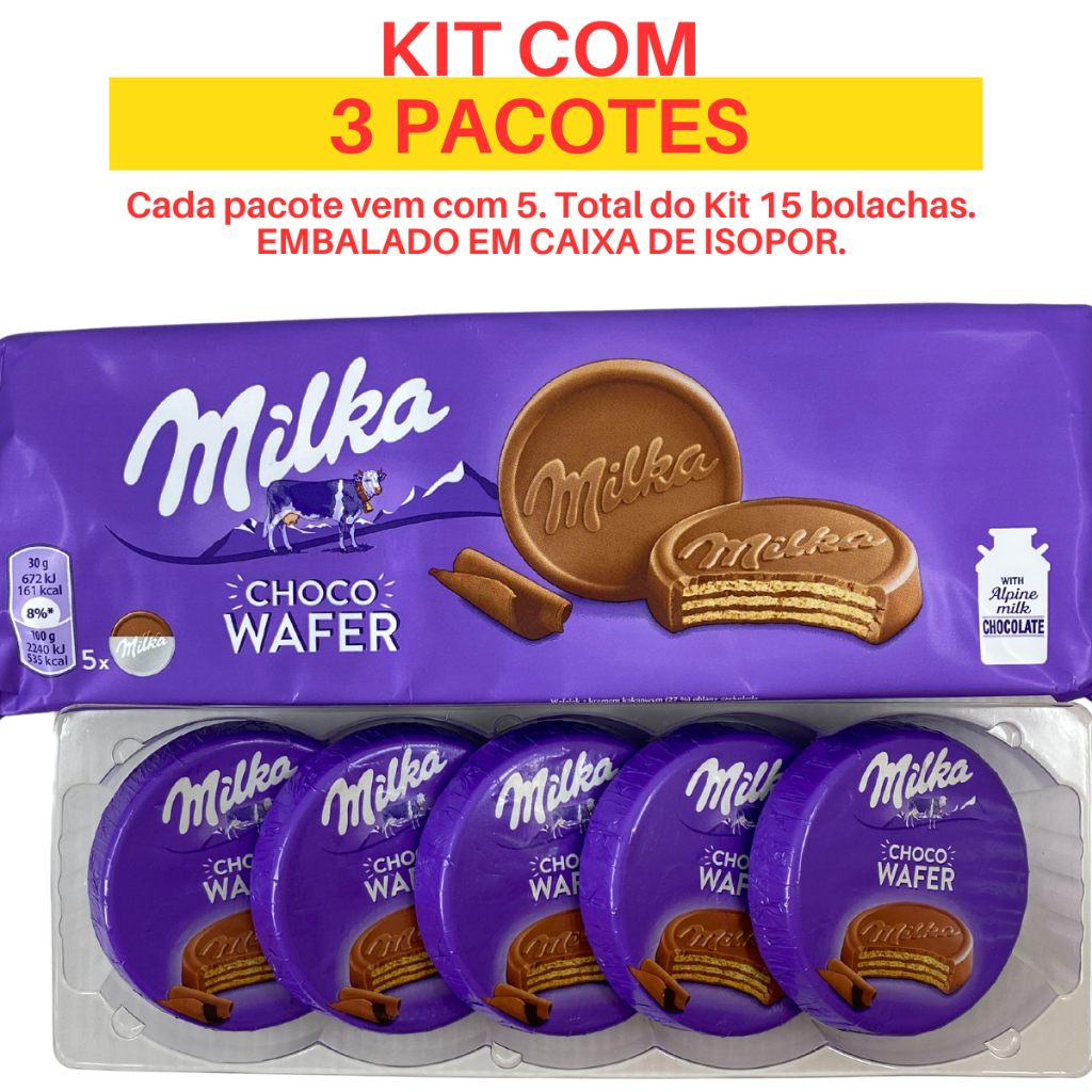 KIT 3 Milka Choco Wafer Bolacha Wafer De Milka Ao Leite Importado