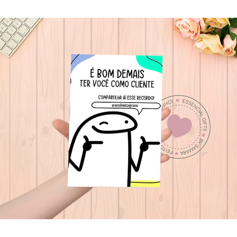 25 Cartões Flork Bom Demais Cartão de Agradecimento Shopee Brasil