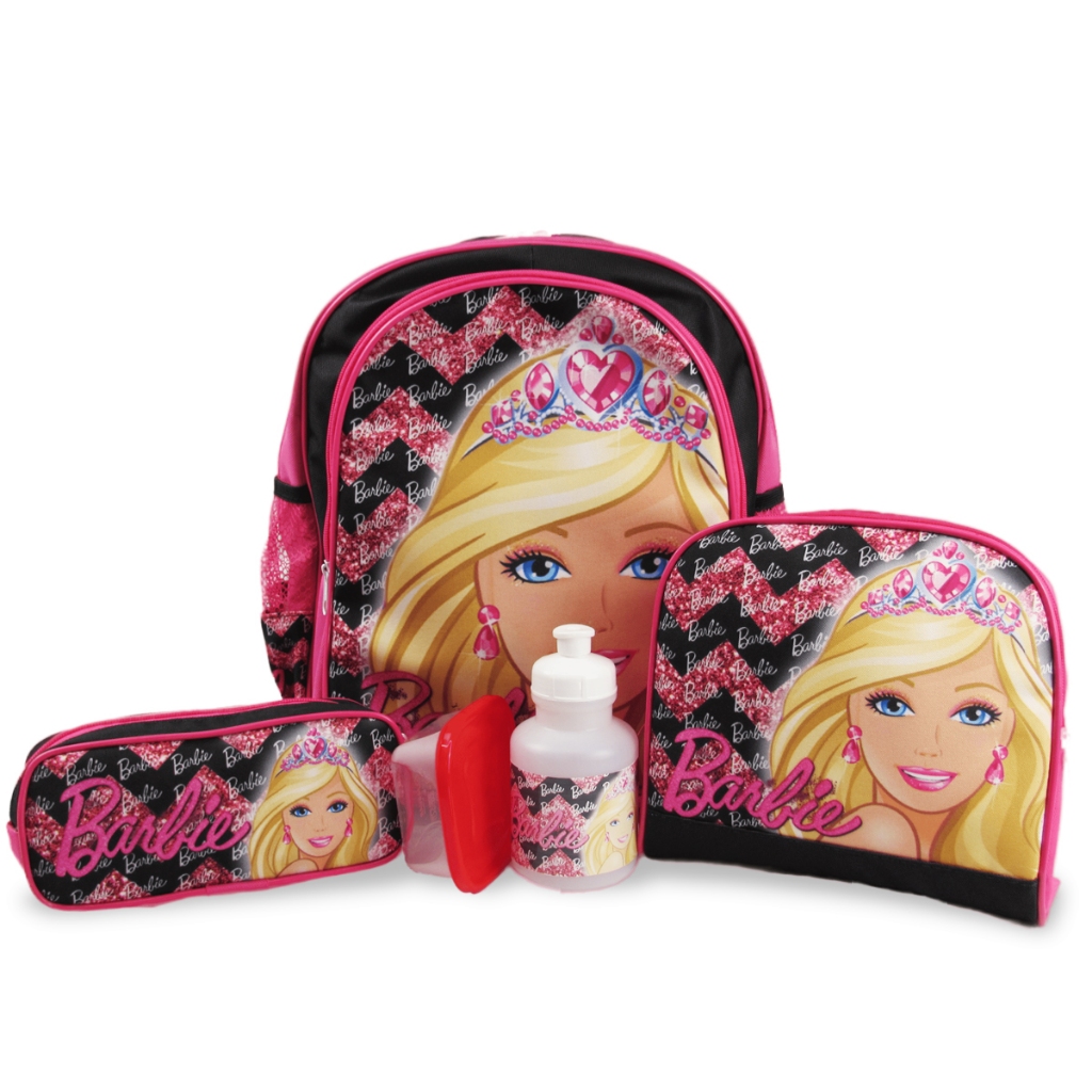 Kit Mochila Tam M De Costas Lancheira E Estojo Barbie Preta Shopee Brasil