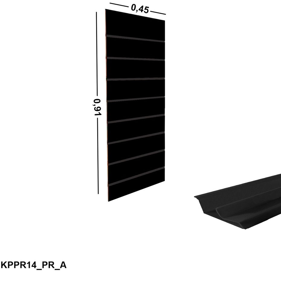 Painel Canaletado Em Mdf Prateleira X M Preto Perfil Pvc