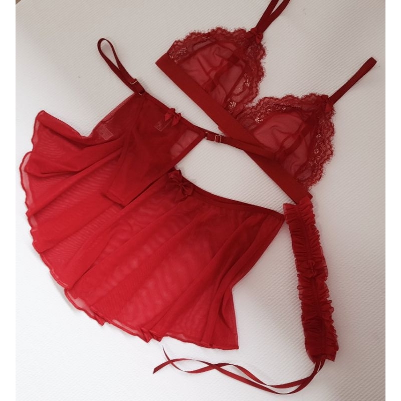 Conjunto Lingerie Sexy Tule E Renda Persex E Mini Saia Shopee Brasil