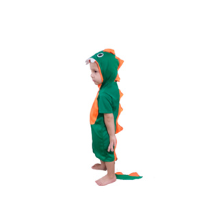 Fantasia Dinossauro Infantil Menino Luxo Curto Verde Kigurumi