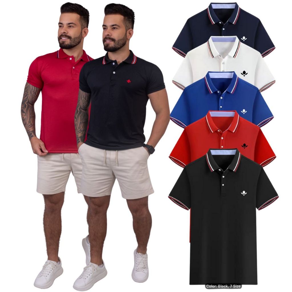 KIT 3 CAMISETA GOLA POLO MASCULINA SLIN PIQUET Shopee Brasil