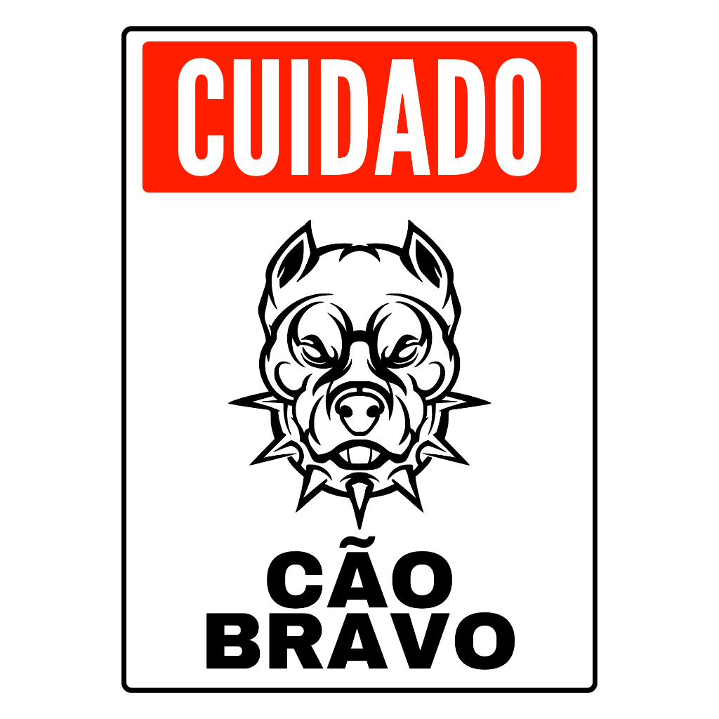 Placa Plastificada Cuidado cão bravo A4 Shopee Brasil