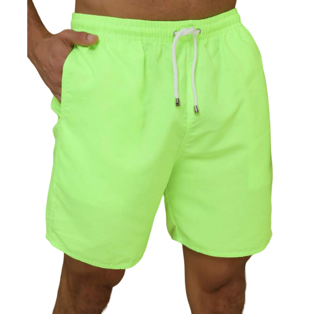 Short Mauricinho Neon Praia Bermuda Tecido Tactel Masculina Brim