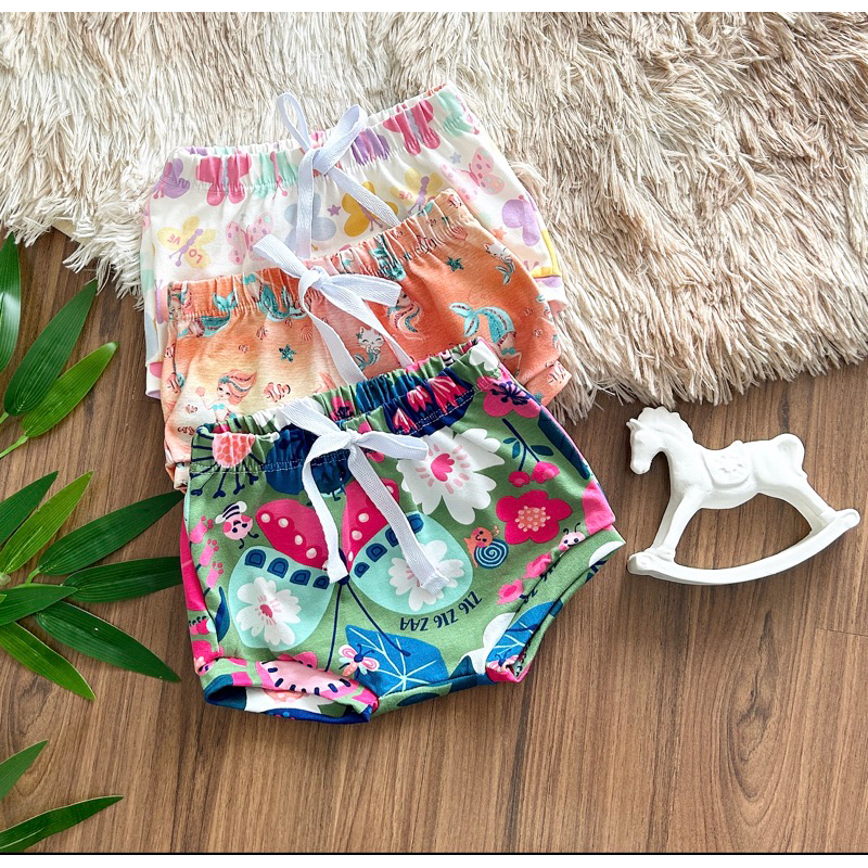 Kit 3 Shorts Tapa Fralda Sortido para Bebê Menina Shopee Brasil