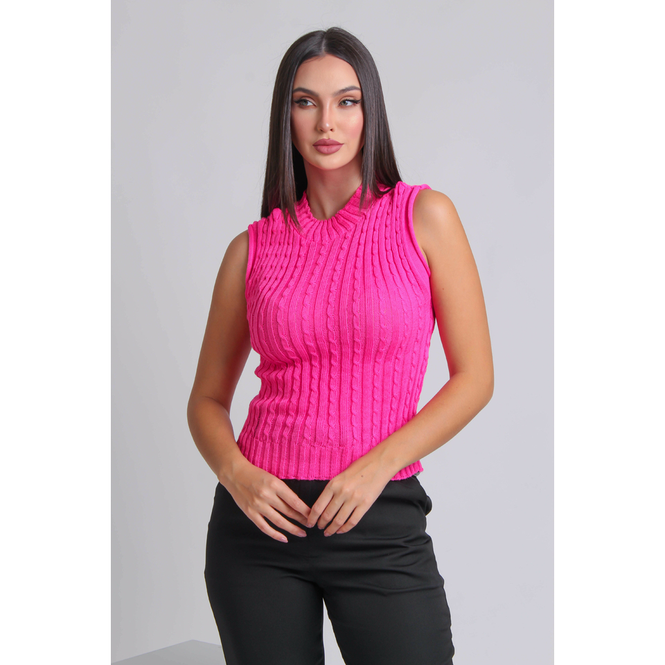 Blusa Garrafinha Tran Ada Tricot Modal Canelada Gola Alta Blusinha