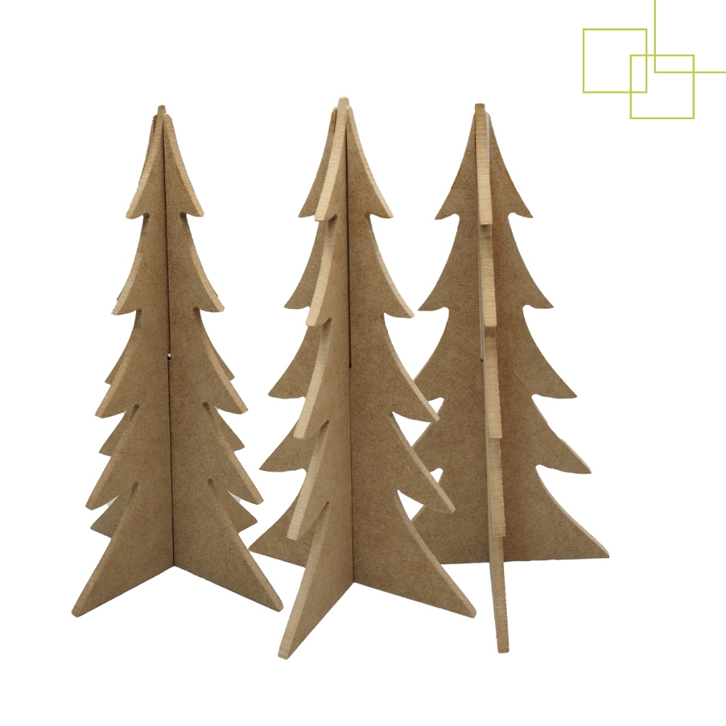 Decora O Natal Trio De Arvores Em Mdf Cru Efeito D Encaixe Para