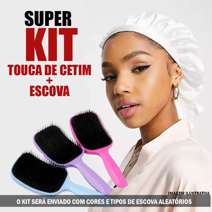 Kit Escova Magica Raquete Polvo Pente Touca De Cetim Shopee Brasil