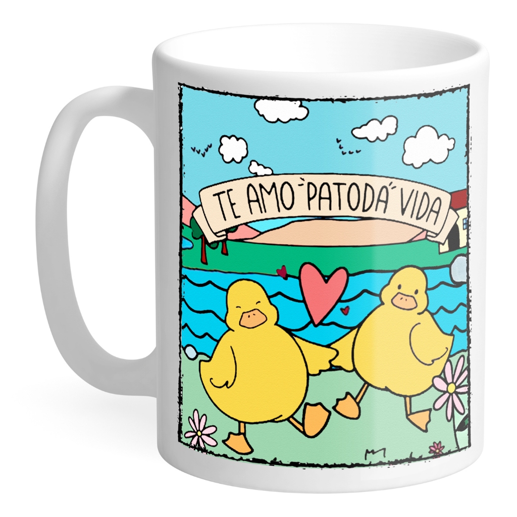 Caneca Te amo patodavida e Te amo e não é porco Kit Porcelana Caneca