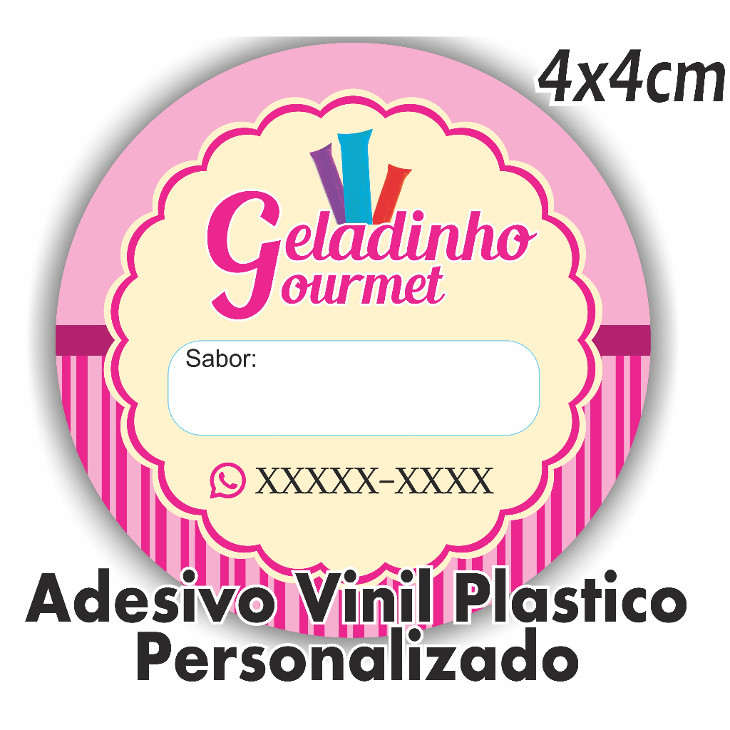 Etiquetas Adesivos Personalizados Geladinho Gelinho Gourmet