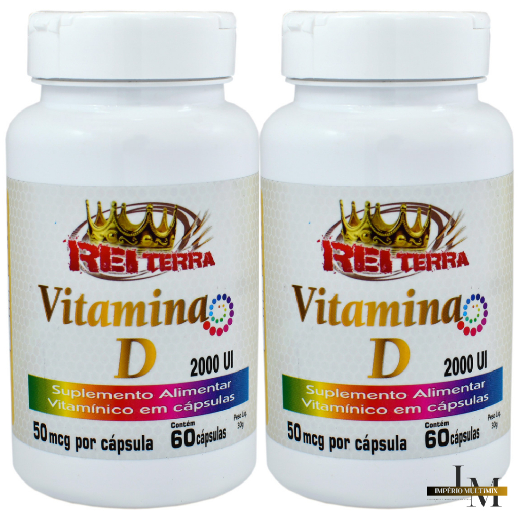 Kit 2 Unidades Vitamina D Colecalciferol 2000 Ui 60 Cápsulas Rei