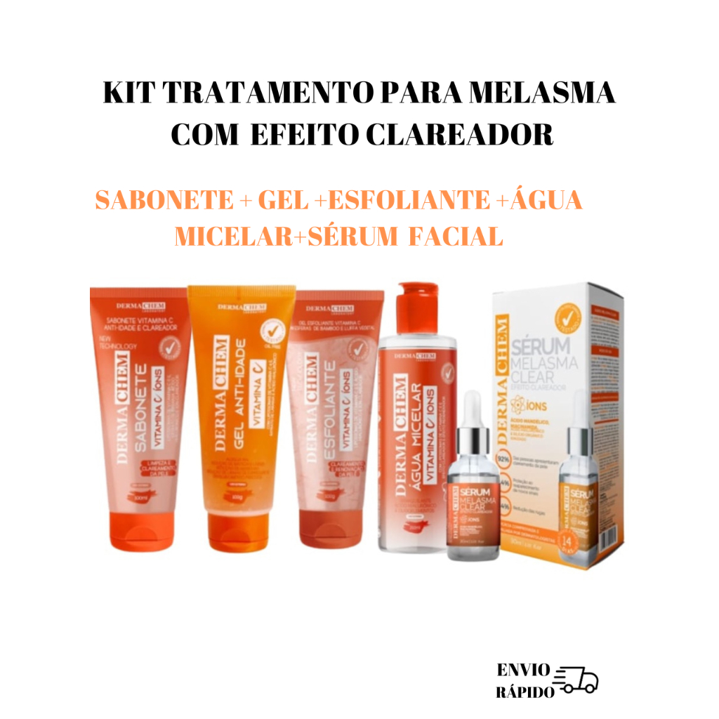 Kit Skincare Clareador Antissinais E Melasma Vitamina C Dermachem