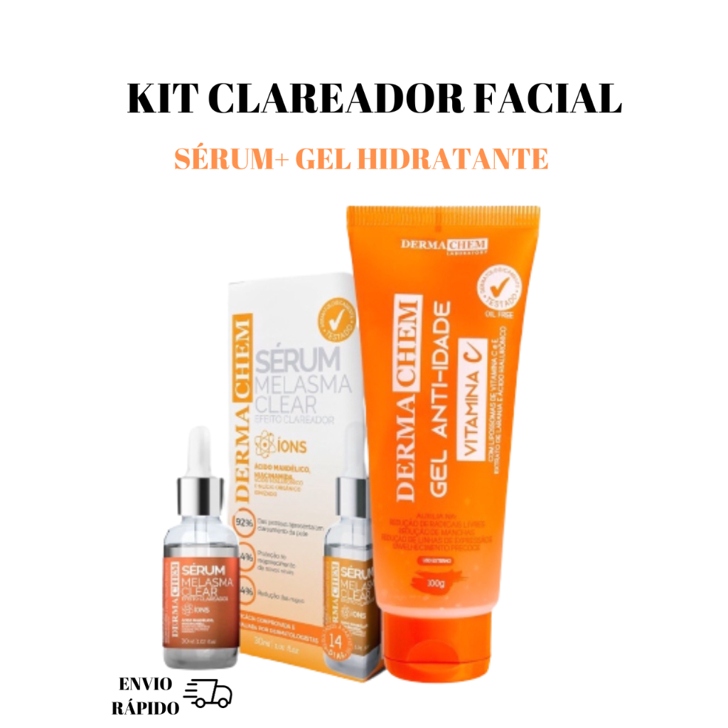 Kit Skincare Clareador Facial Sérum Melasma e Gel Facial Vitamina C