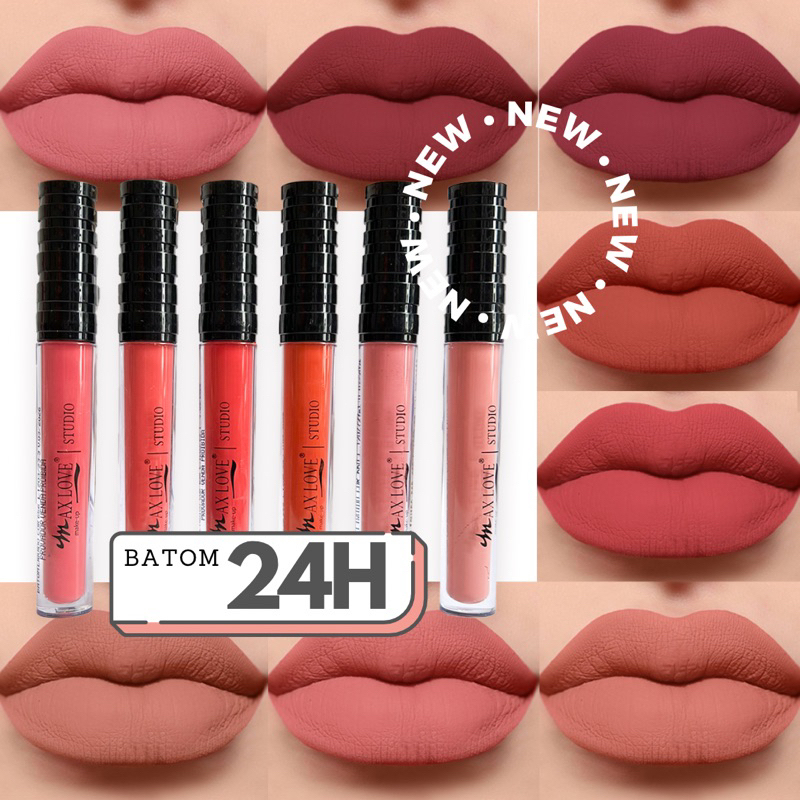 Batom 24H Duração Matte Max Love Nude Rosa Vermelho 24H Longa Duração