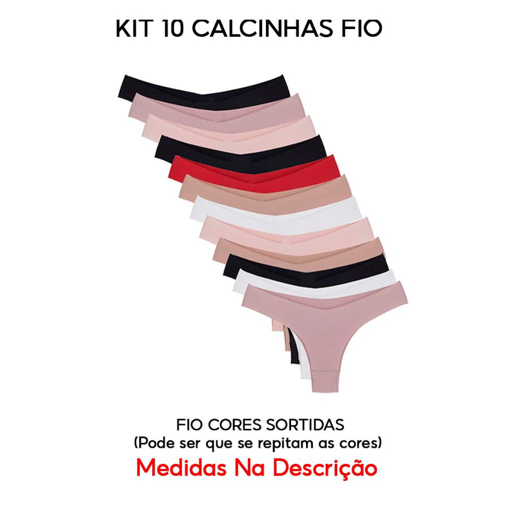 Kit Calcinhas Sem Costura Tanga E Asa Delta Fio Lingerie Confort Vel