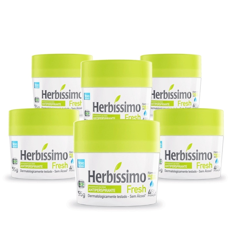 KIT 6 Unidades Desodorante Em Creme Fresh Herbissimo 55g Shopee Brasil