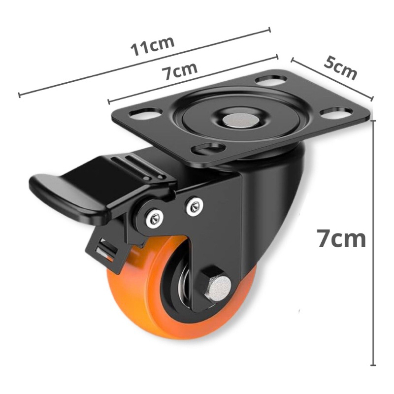 Kit 4 Rodinhas 2 Polegadas Base Giratória Freio e Trava Rodízio